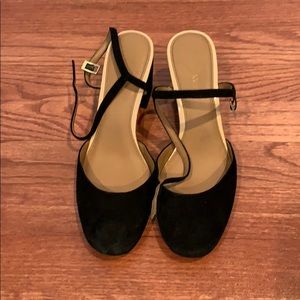 calvin klein black suede platform heels